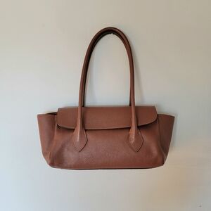 Divina Firenze cognac brown leather shoulder bag ferragamo east west ameli ida